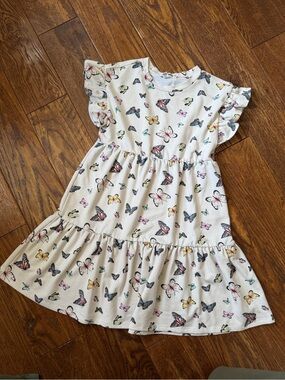 Steve Madden Cream Butterfly Tiered Dress